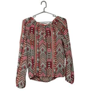 Sanctuary Boho Bohemian Blouse Womens XS Tribal Geometric Allover Print Office